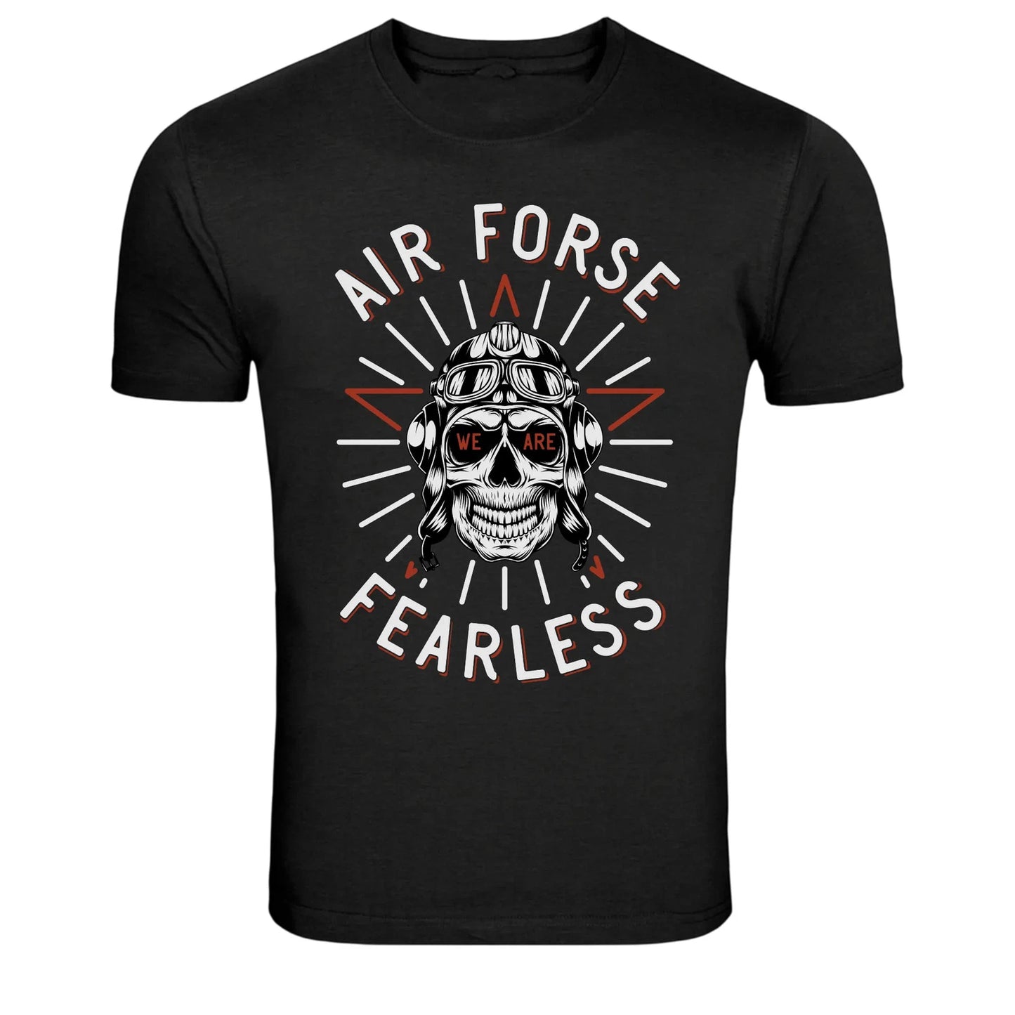 Air Force Fearless Pilot Skull Aviator Graphic T-Shirt