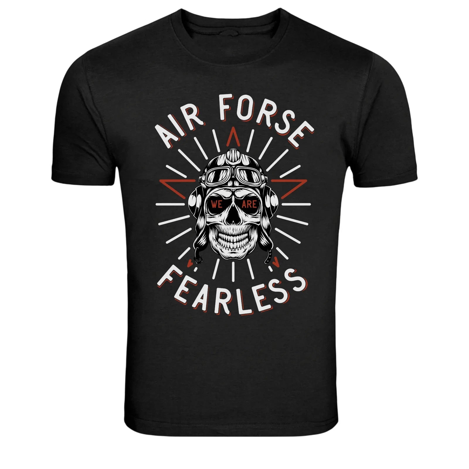 Air Force Fearless Pilot Skull Aviator Graphic T-Shirt