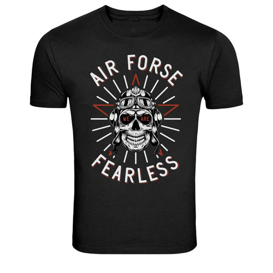 Air Force Fearless Pilot Skull Aviator Graphic T-Shirt