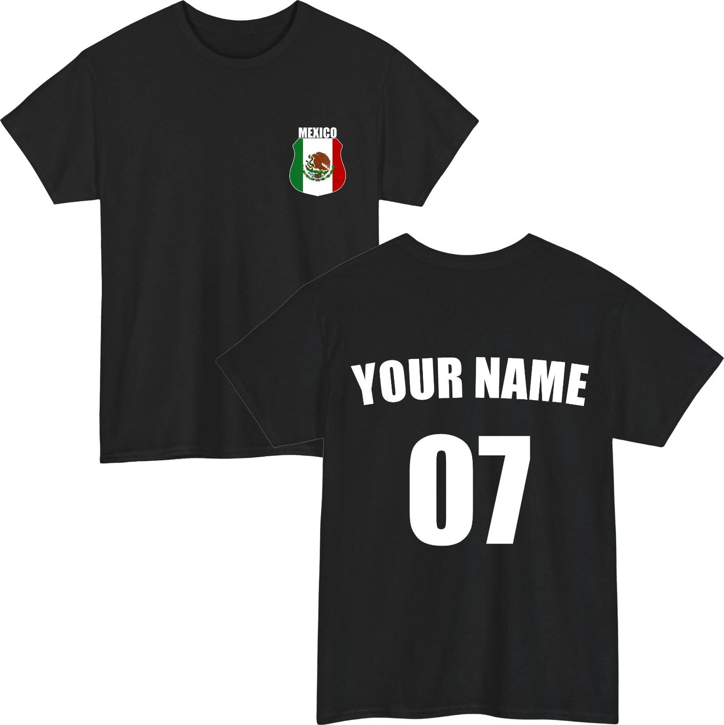Personalised Mexico Football T-Shirt Custom Name Number Fan Gift Unisex Tee Top