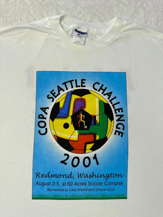 Vintage 2000s Y2K Copa Seattle Challenge Washington Soccer Ball T-Shirt L XL NEW