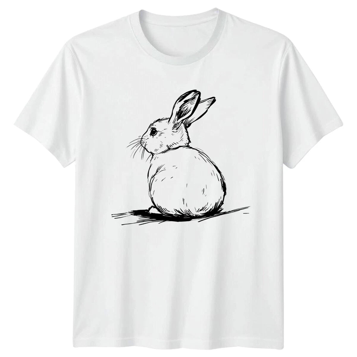 Rabbit Drawing Sketch Mens T-Shirt Womens Tee Animal Graphic Unisex Top