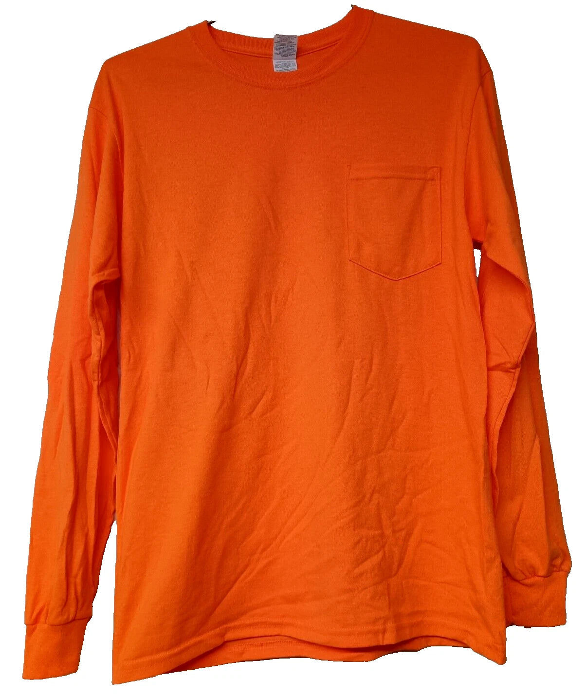 Gildan Ultra Cotton Safety Orange Long Sleeve T Shirt Men's Medium New