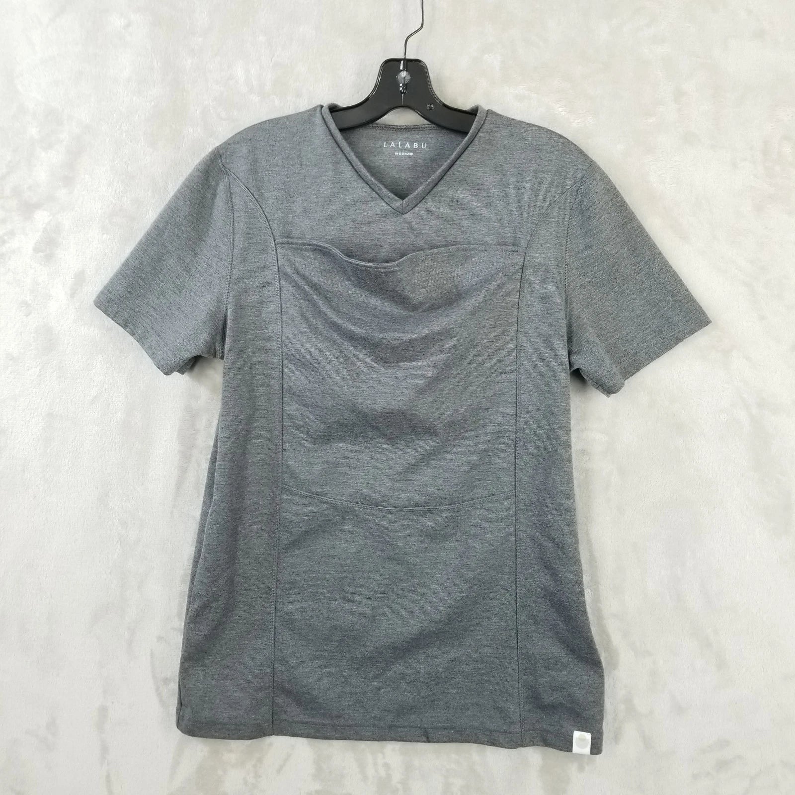 Lalabu Dad Shirt M Grey Baby Carrying Kangaroo Pouch Infant Carrier V Neck