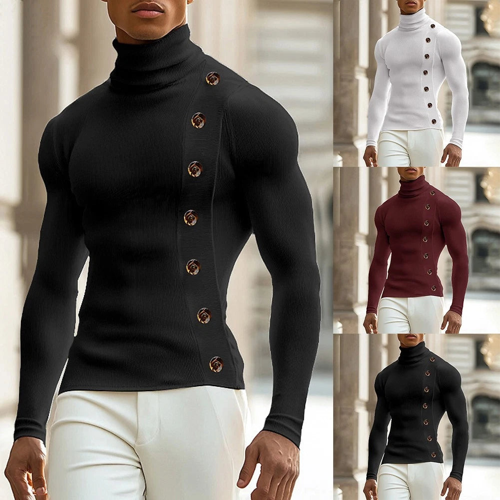 Fashionable Look Long Sleeve Shirt Button T Shirt Solid Pattern Design