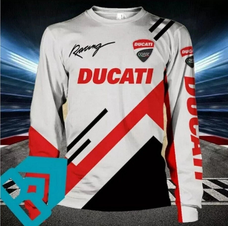 Long sleeve Shirt 3D Teem Racing Size S-5XL Printed 3D Ducati White Black New