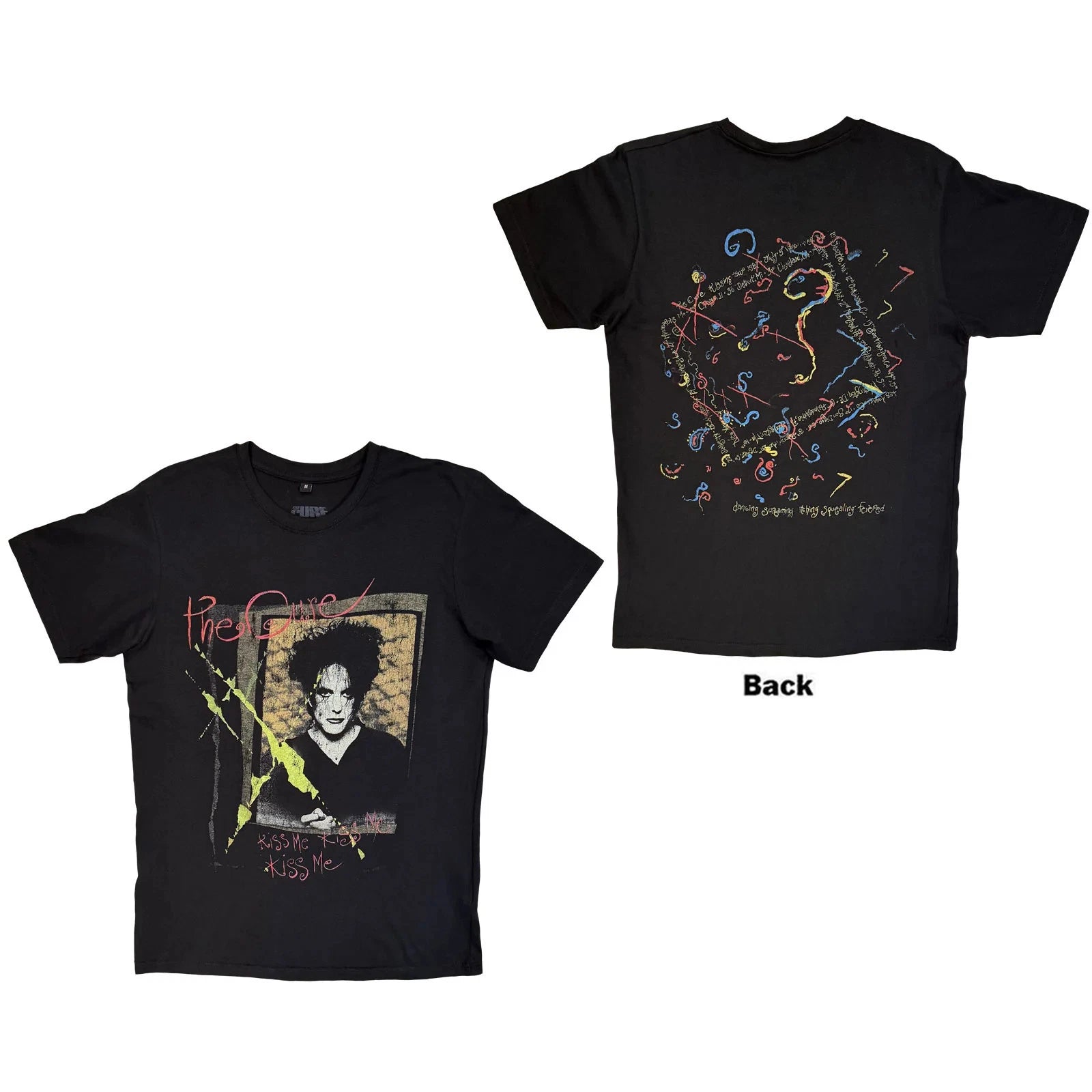 The Cure  Premium Carbon T-Shirt: Kiss Me Vintage (Black) (Back Print) OFFICIAL