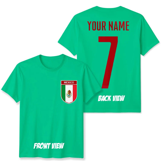 Personalised Mexico Football Unisex Kids T-Shirt Name Number Tee #WC