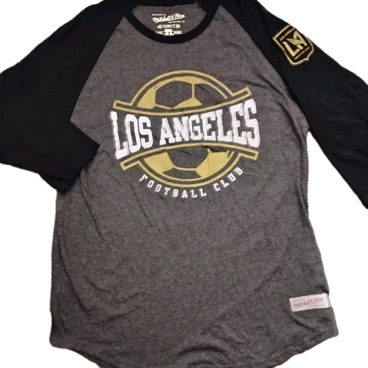 Los Angeles Football Club Henley Shirt Mens XL 3/4 Sleeve MLS Mitchell & Ness