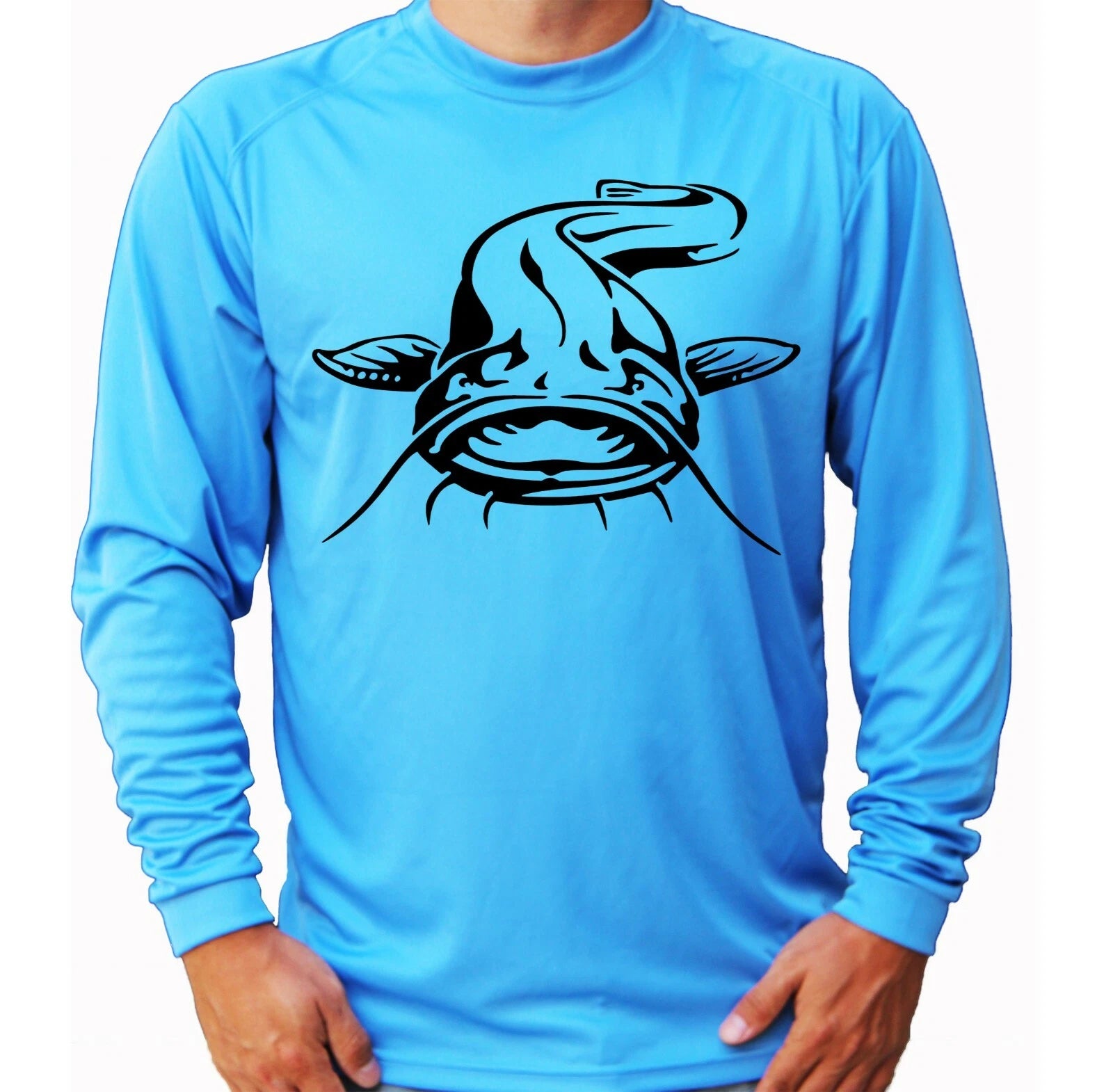 Catfish Fisherman Sport Long Sleeve UPF 30 T-Shirt Fishing Boat UV Protection