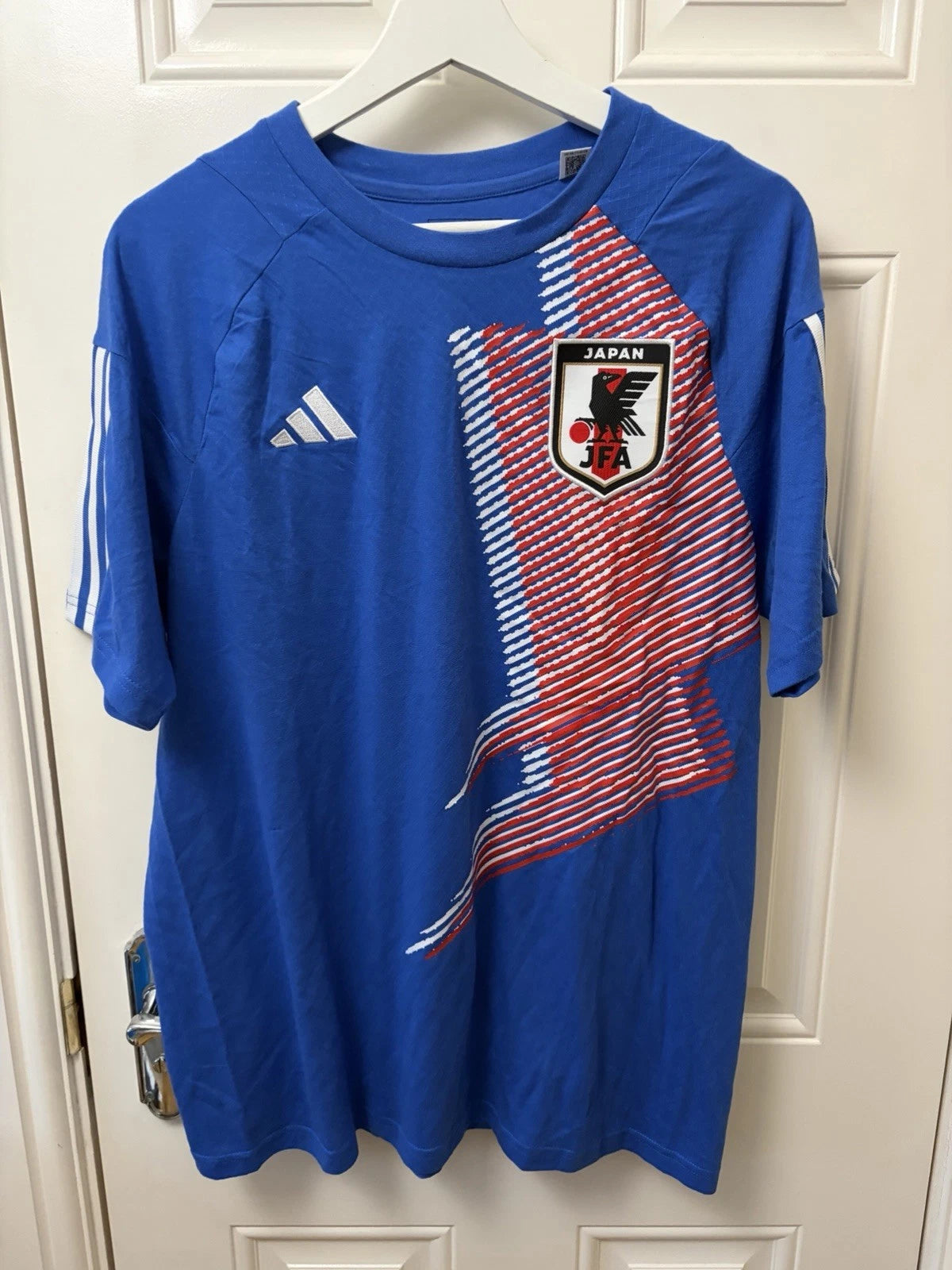 2022 Adidas World Cup Japan National Soccer Team Blue Travel T-shirt Size XL/L