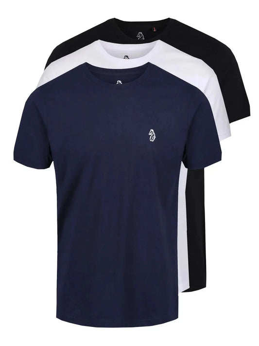 LUKE 1977 Johnys 3 Pack Crew Neck T-Shirts – Pure Cotton Jersey