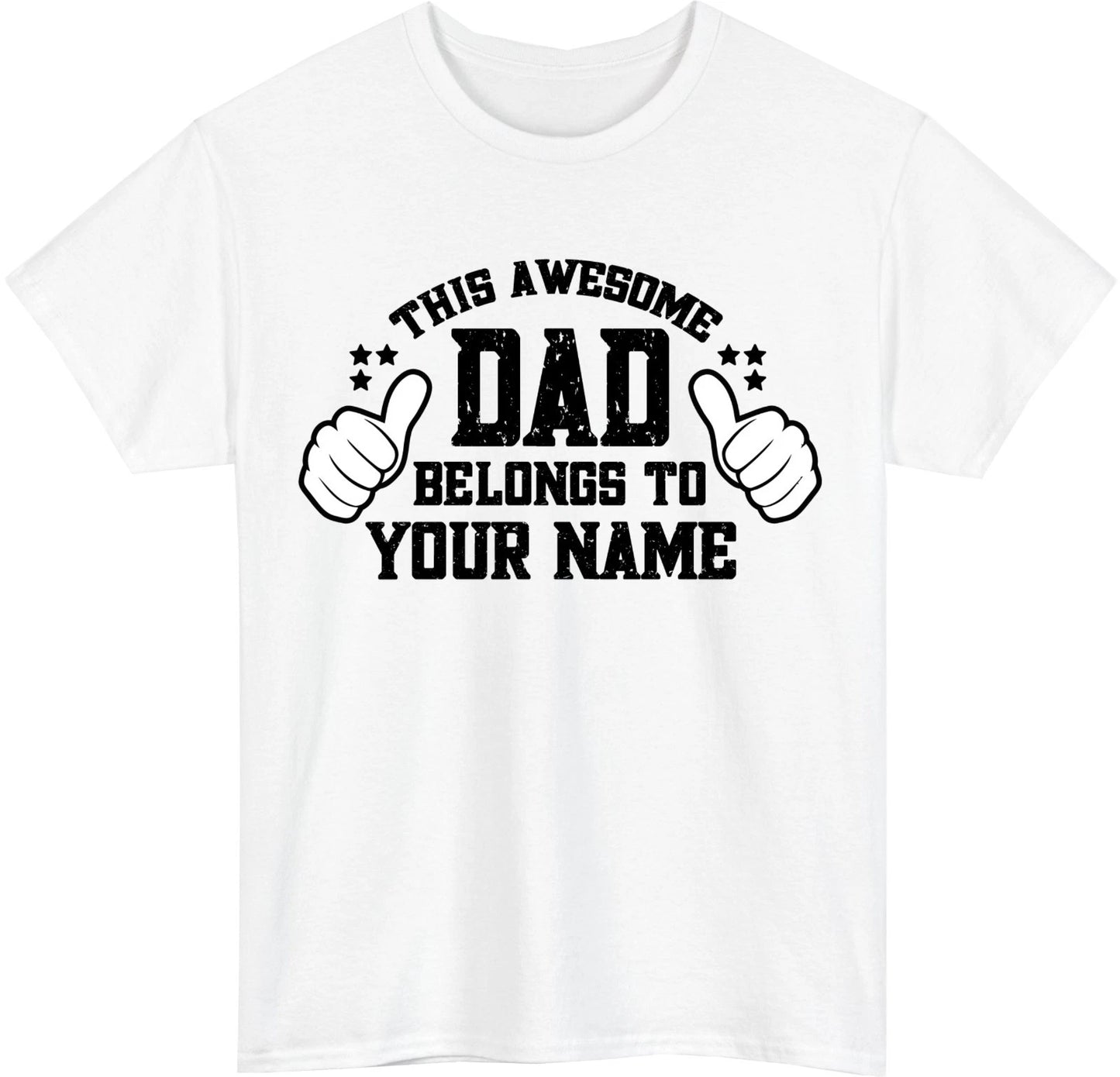 Personalized This Awesome Dad Belongs To T-Shirt - Custom Kids Name Tee Gift