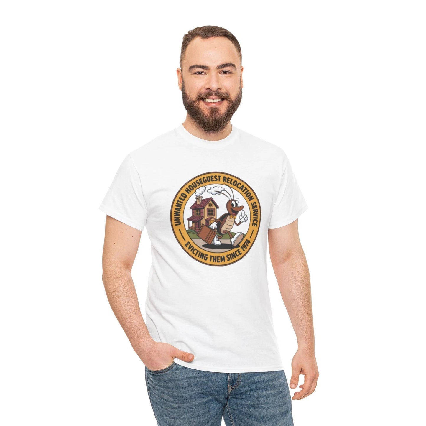 Vintage Pest Control Exterminator T Shirt Funny Roach Bug Removal Retro 70s Tee