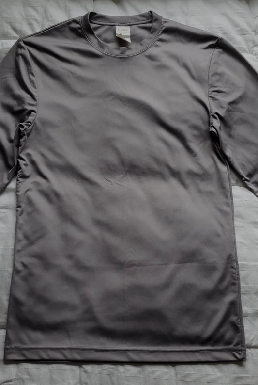 Hanes Long Sleeve Tee Gray T-Shirt Sport Men's FreshIQ Cool DRI Jersey S