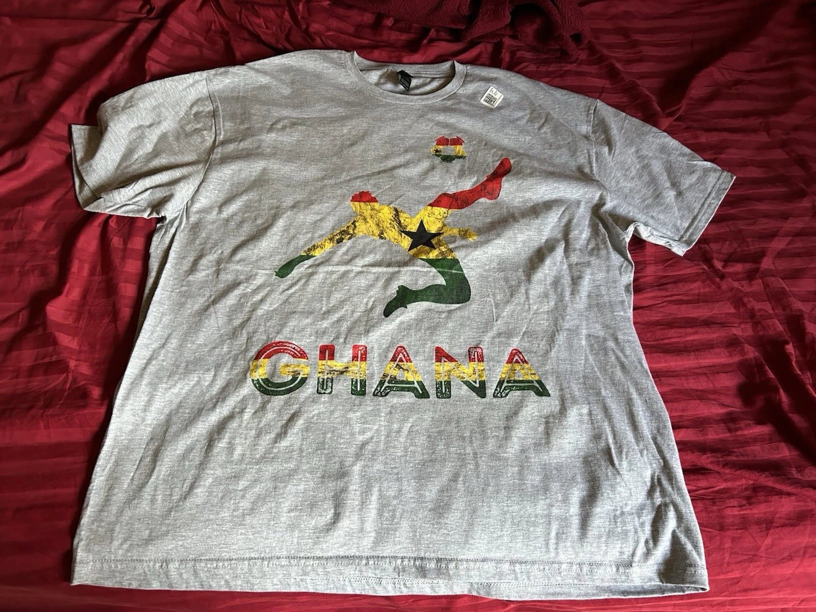 Ghana Soccer Player Ghana Flag T-Shirt Gray