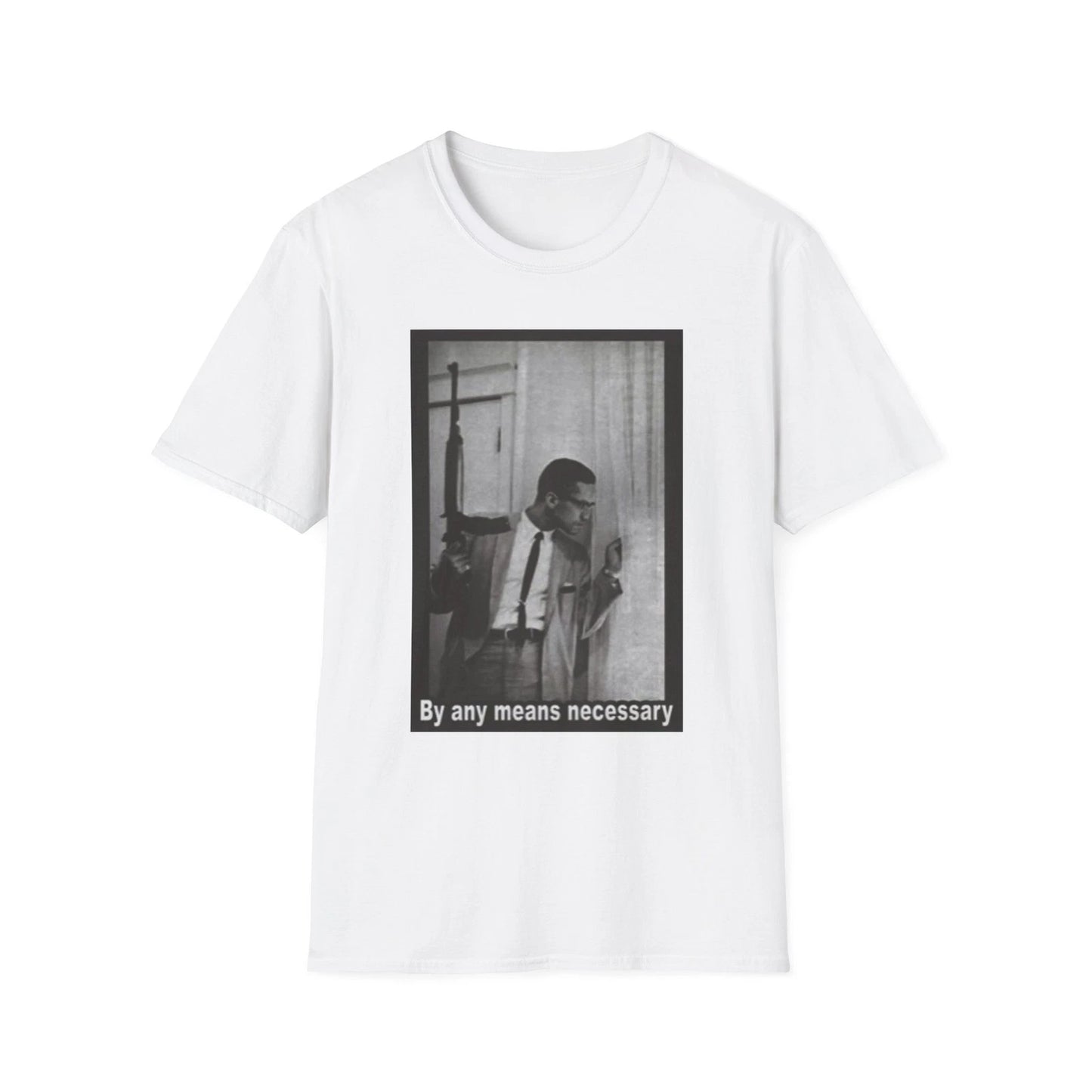 Malcolm X By Any Means Necessary Rifle Window Tee