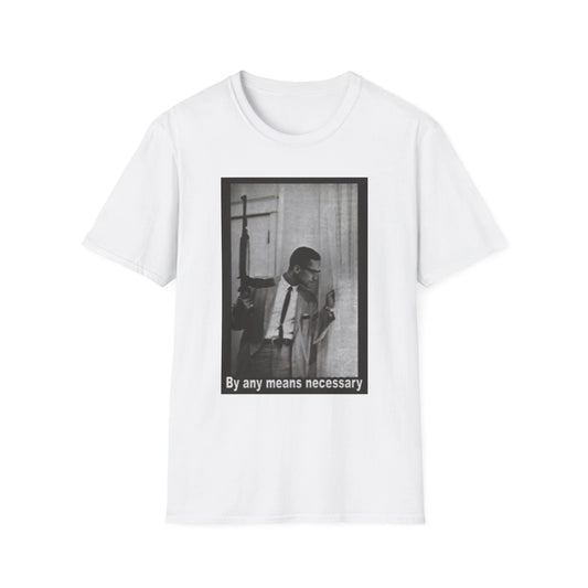 Malcolm X By Any Means Necessary Rifle Window Tee