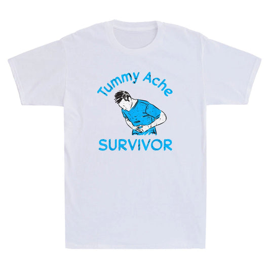 Tummy Ache Survivor Stomachache IBS Funny Quote Saying Vintage Men's T-Shirt Tee
