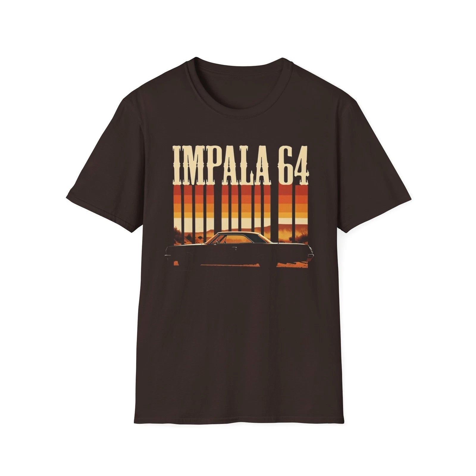 Impala 64 Retro Sunset Car T-Shirt Classic Lowrider Graphic Tee