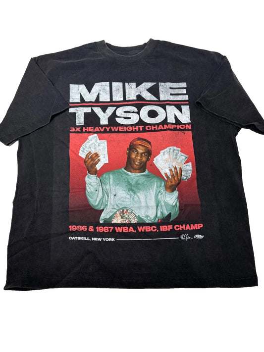 Mike Tyson "Money Man" Graphic T-Shirt by Pacsun Washed Black Size Large L NWT