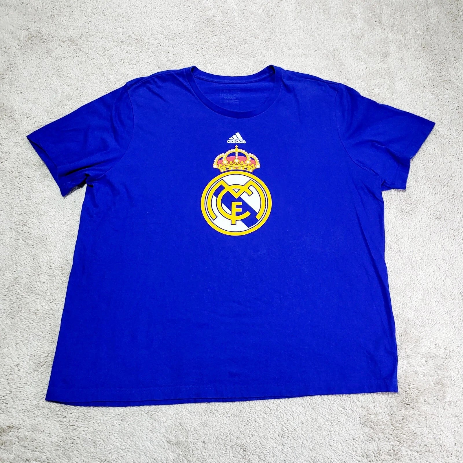Real Madrid T-Shirt Men 2XL Blue Adidas Short Sleeve Graphic Tee Soccer Fan