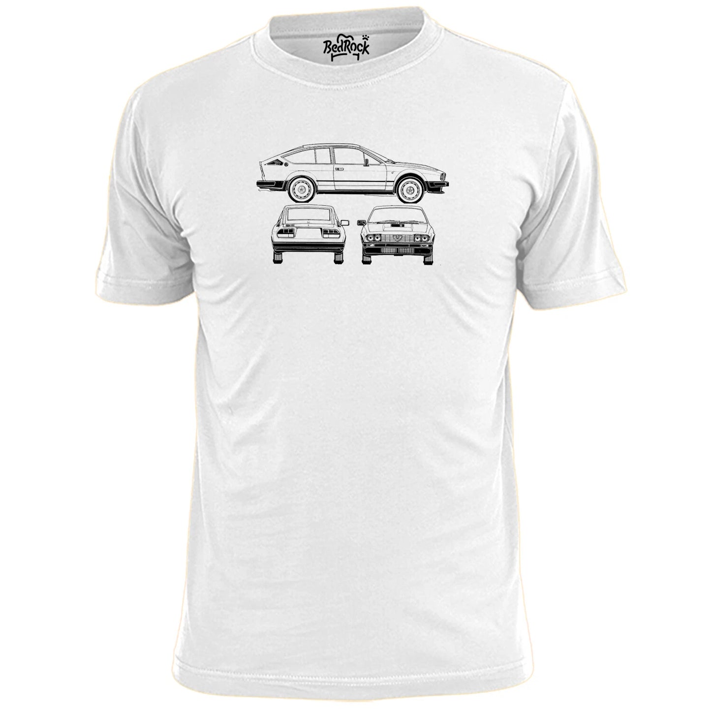 Mens Alfa Romeo GTV6 Vintage Car Blueprint T Shirt Retro