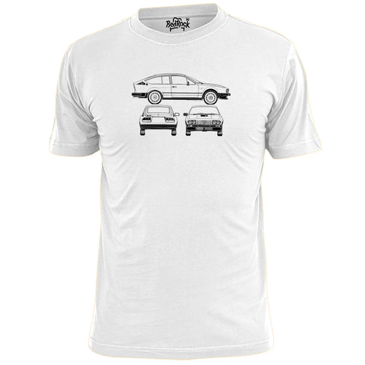 Mens Alfa Romeo GTV6 Vintage Car Blueprint T Shirt Retro