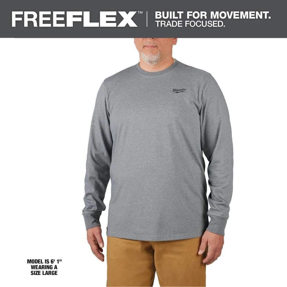 Milwaukee Men's Large Gray Cotton/Polyester Long-Sleeve Hybrid Work T-Shirt