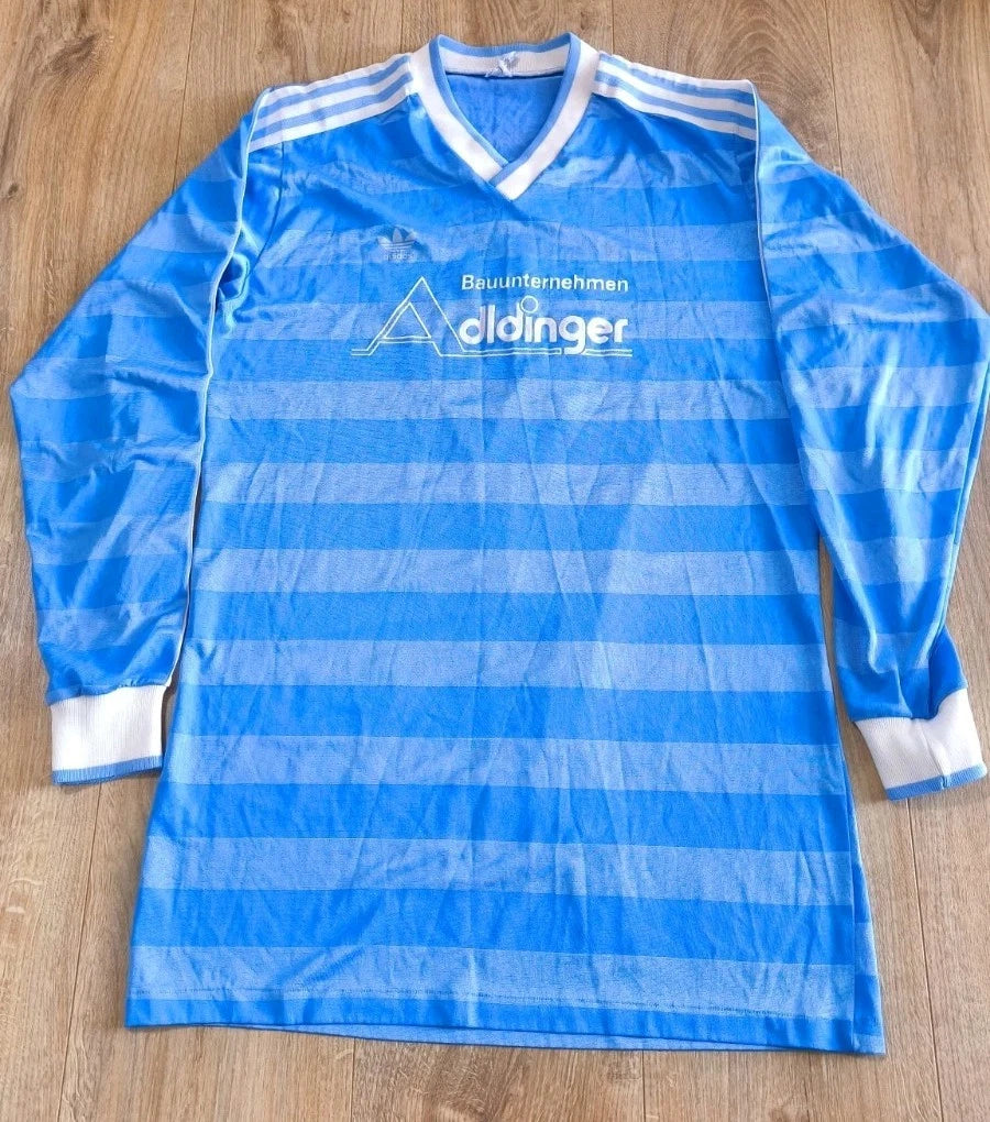 Men`s Vintage 80's adidas Long Sleeve Blue Soccer  Jersey Made in West Germany