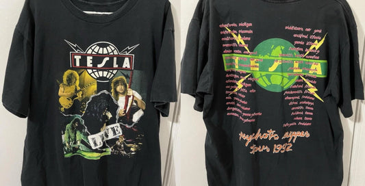 Early 90s Tesla Psychotic Supper Tour Rock Band T Shirt Graphic Tee S-5XL
