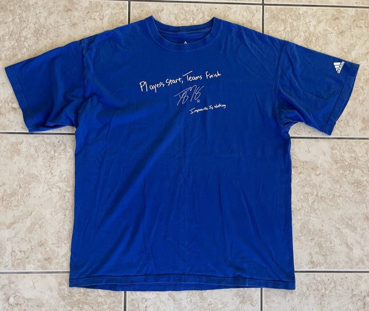 Adidas Men’s 2XL Soccer Short Sleeve Athletic T-Shirt Blue Classic Training Top