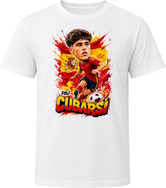 Pau Cubarsi Spain Soccer Caricature 2026 World Cup T Shirt
