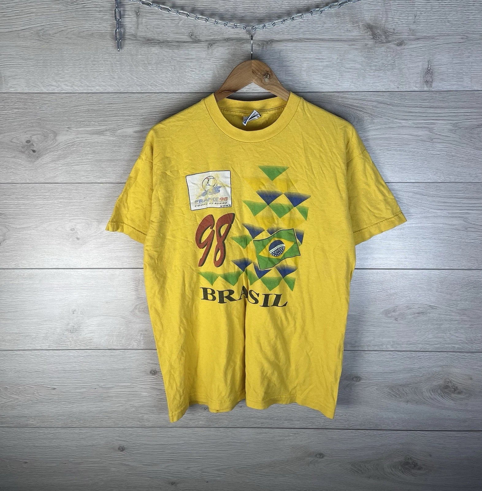 Mens t-shirt merch France 98 Coupe Ou Mande size L Brazil 🇧🇷