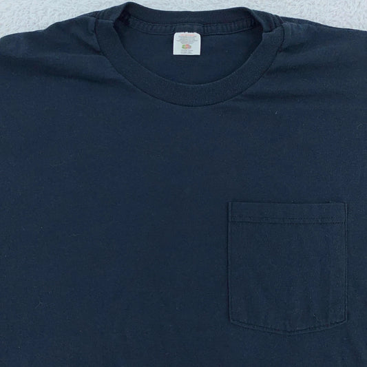 Vintage Blank Black Fruit of the Loom Pocket Shirt Mens Medium/Large Tee