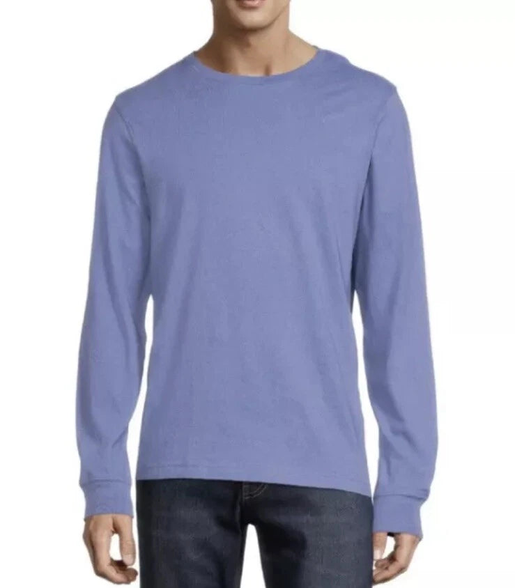 George Men's Blue Long Sleeve Cotton Stretch Crew Neck T-Shirt Size M (38-40)