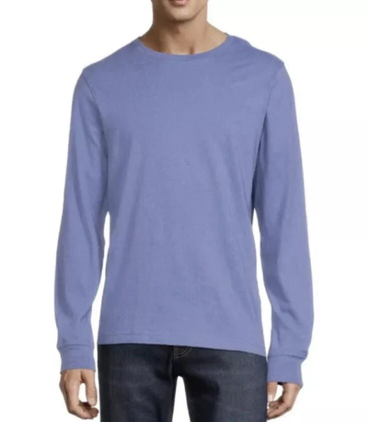 George Men's Blue Long Sleeve Cotton Stretch Crew Neck T-Shirt Size M (38-40)