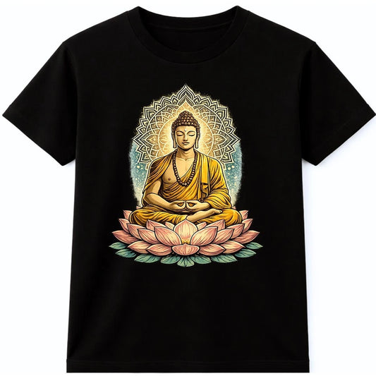 Buddha Meditation T shirt Lotus Mandala Spiritual Yoga Zen Art Tee