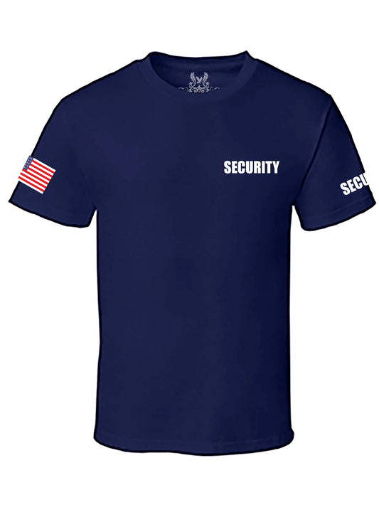 NW MEN'S PRINTED SECURITY STAFF USA FLAG POLICE FUNNY CUSTOM HALLOWEEN T-SHIRT