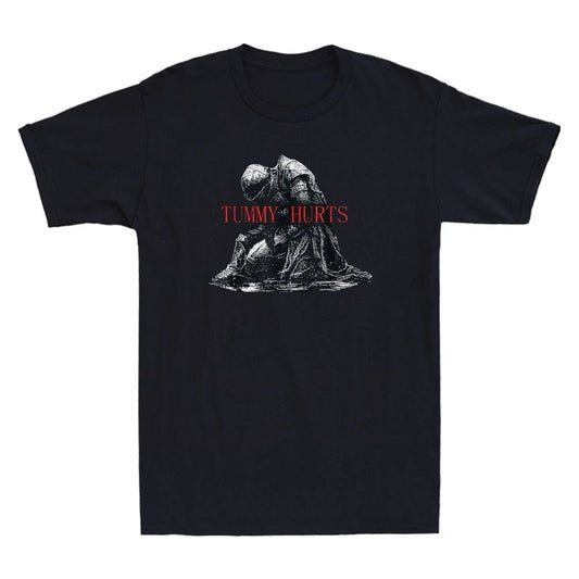 Tummy Hurts Funny Medieval Knight Dark Art Vintage Men's Short Sleeve T-Shirt