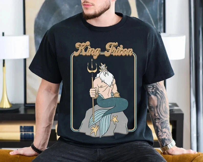 Retro Disney King Triton Shirt, The Little Mermaid Vintage T-shirt, Princess Ari