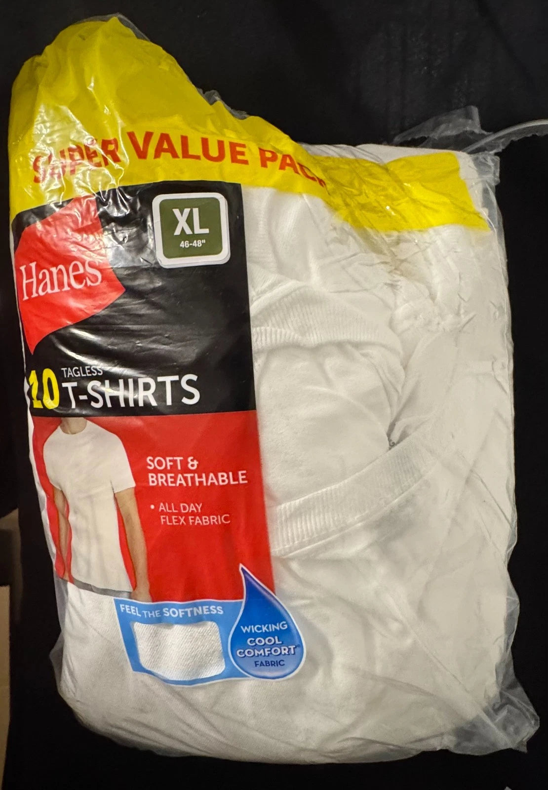 Hanes Crew Neck T-Shirt - White, Size XL (Pack of 10)