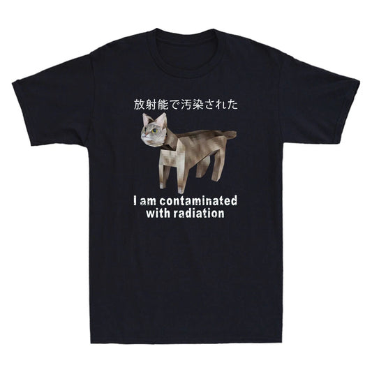 I Am Contaminated With Radiation Funny Japanese Cat Meme Vintage Men's T-Shirt