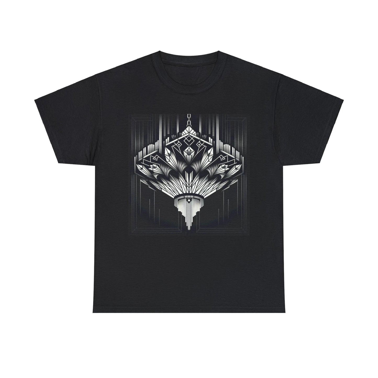 Unisex Adult T Shirt Elegant Art Deco Geometric Black Chandelier Design Retro