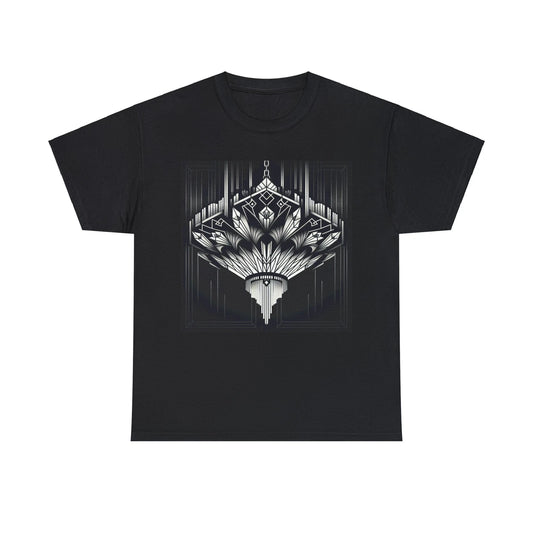 Unisex Adult T Shirt Elegant Art Deco Geometric Black Chandelier Design Retro