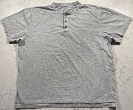 L.L.Bean Henley T-Shirt Mens 2XL XXL Tall Gray Traditional Fit Short Sleeve Tee
