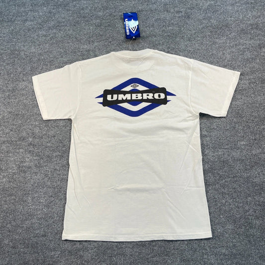 NWT Vintage 90s UMBRO Logo Sportswear Shirt Medium 19x28 White Deadstock