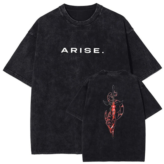 Solo Leveling ARISE T Shirt Manga Graphic Vintage Washed Oversized Tee Men Women