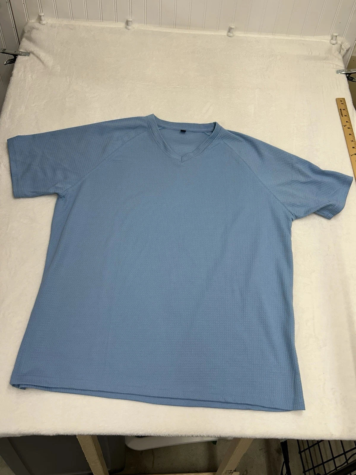 New Fashion Waffle Knit Men's shirt v-neck 100% Polyester size 2XL blue