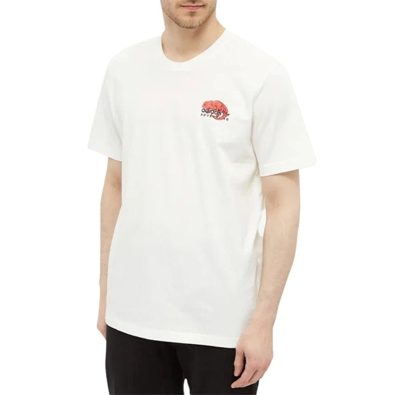 ADIDAS Mens T Shirts Short Sleeve Summer Crew Neck Top Casual Cotton White Tee